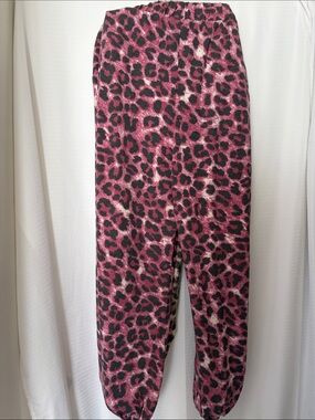 Zenana Pink Leopard Print with Side Slit Pants